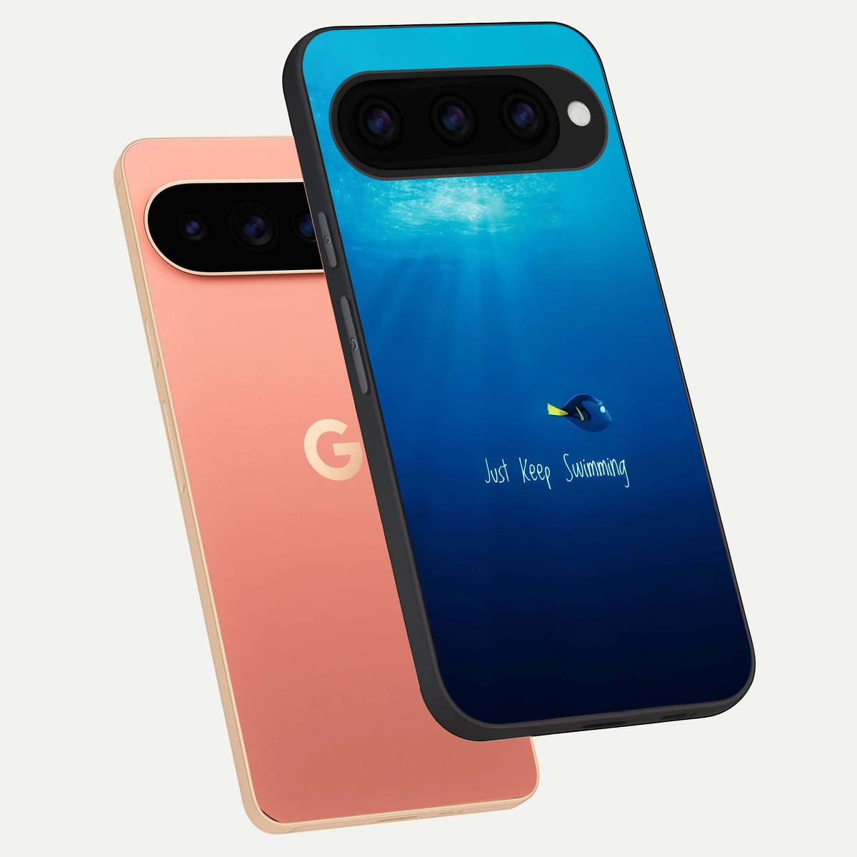  Just Keep Swimming phone case For Google Pixel 11 Pro XL showing premium glass back cover with detailed artwork