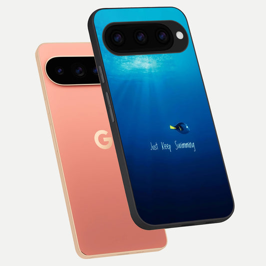  Just Keep Swimming phone case For Google Pixel 11 Pro XL showing premium glass back cover with detailed artwork
