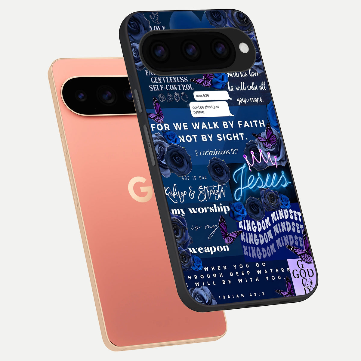  Kingdom Faith Glow phone case For Google Pixel 11 Pro XL showing premium glass back cover with detailed artwork