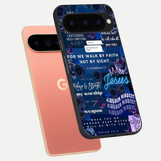  Kingdom Faith Glow phone case For Google Pixel 11 Pro XL showing premium glass back cover with detailed artwork