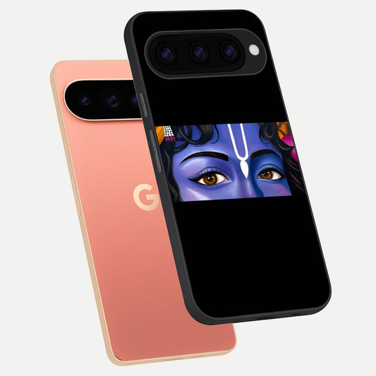  Krishna Eye phone case For Google Pixel 11 Pro XL showing premium glass back cover with detailed artwork