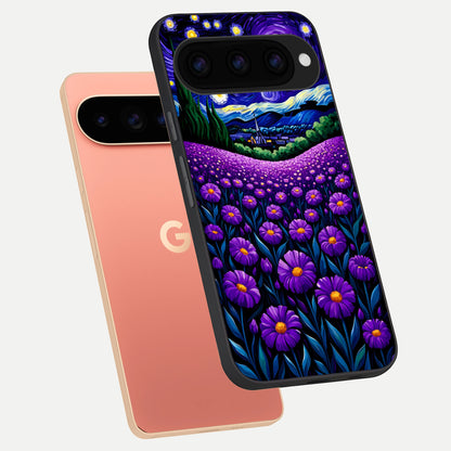  Lavender Moon Field phone case For Google Pixel 11 Pro XL showing premium glass back cover with detailed artwork
