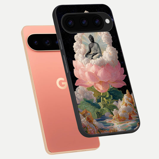  Lotus Divine Peace phone case For Google Pixel 11 Pro XL showing premium glass back cover with detailed artwork