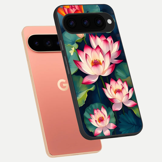  Lotus Dream Serenity phone case For Google Pixel 11 Pro XL showing premium glass back cover with detailed artwork