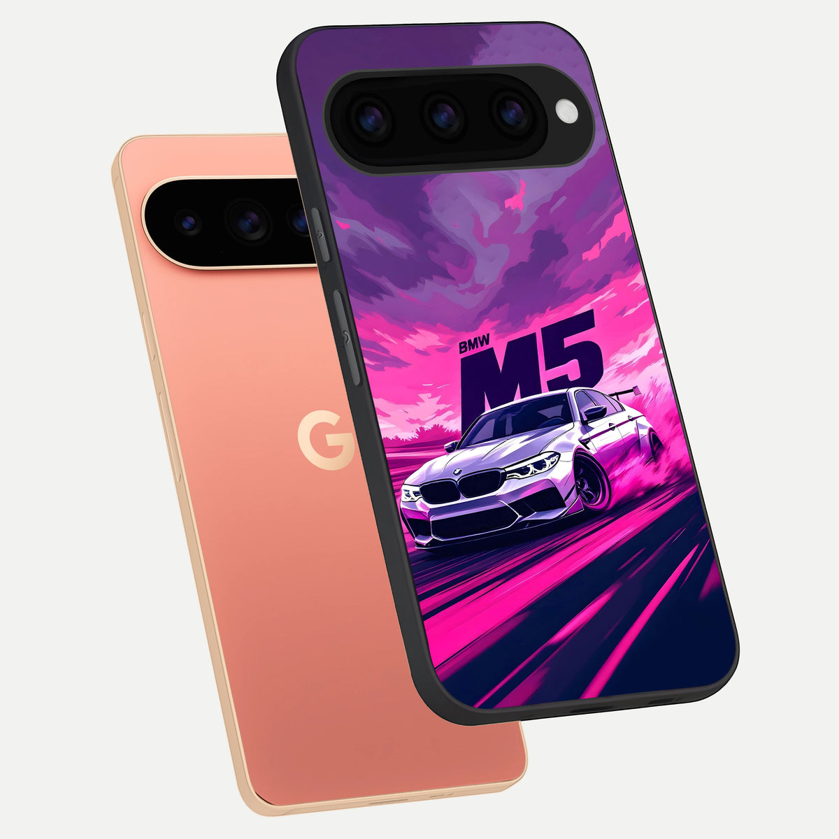  MS Neon Car phone case For Google Pixel 11 Pro XL showing premium glass back cover with detailed artwork