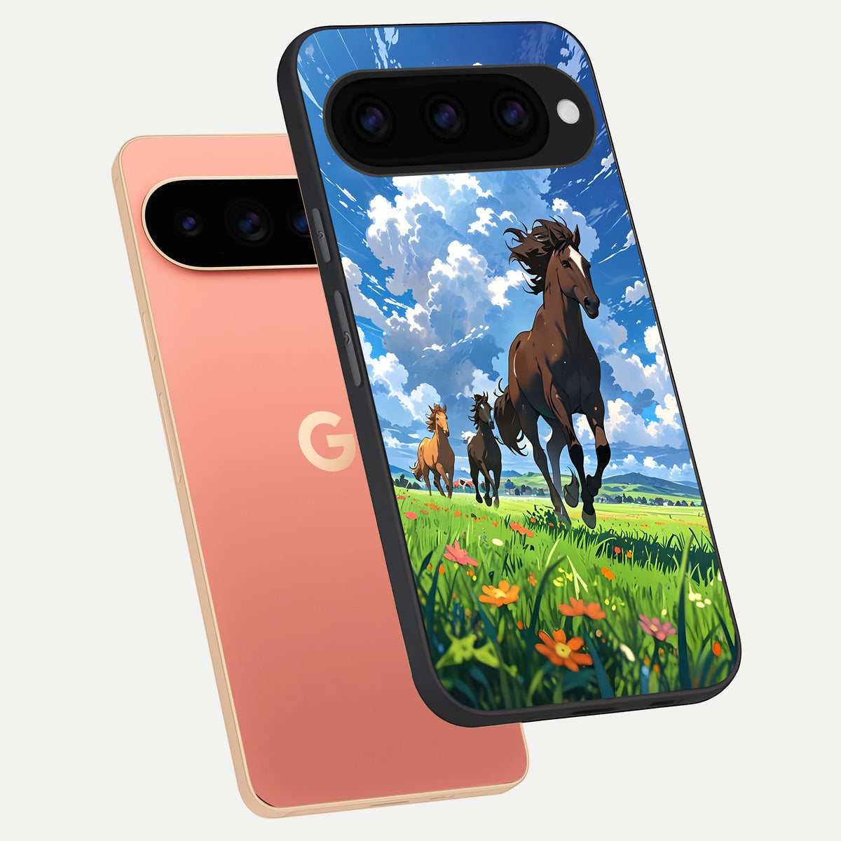  Majestic Horses Galloping phone case For Google Pixel 11 Pro XL showing premium glass back cover with detailed artwork