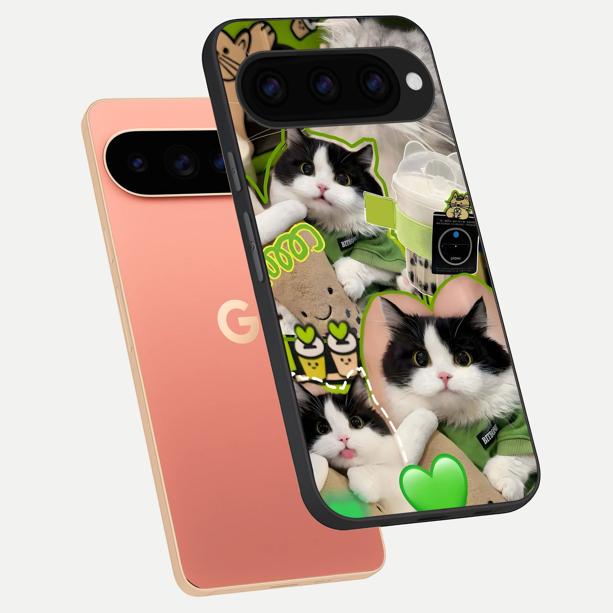 Matcha Cats Mood phone case For Google Pixel 11 Pro XL showing premium glass back cover with detailed artwork