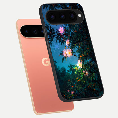  Midnight Bloom Glow phone case For Google Pixel 11 Pro XL showing premium glass back cover with detailed artwork