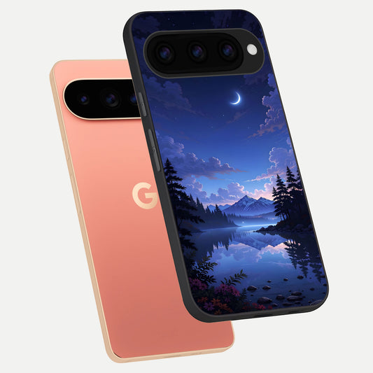  Midnight Lake Peace phone case For Google Pixel 11 Pro XL showing premium glass back cover with detailed artwork