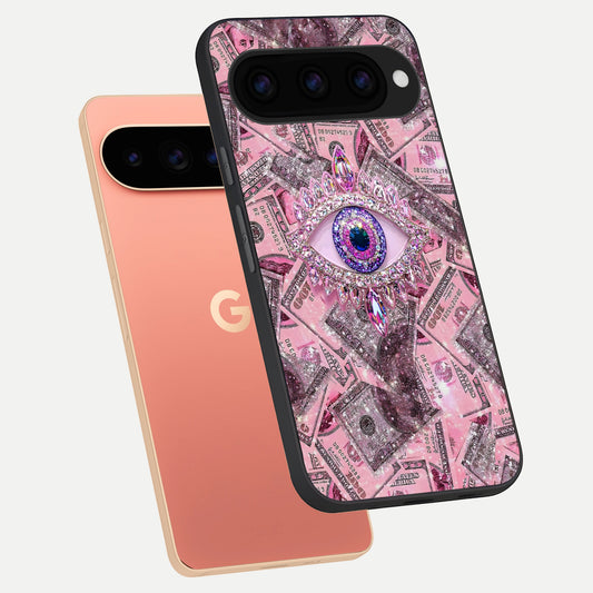  Money Eye Luxe phone case For Google Pixel 11 Pro XL showing premium glass back cover with detailed artwork