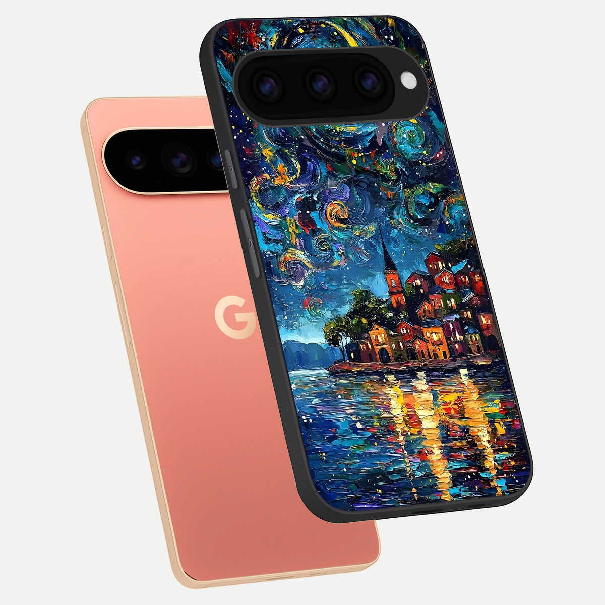  Moonlight Harbor Glow phone case For Google Pixel 11 Pro XL showing premium glass back cover with detailed artwork