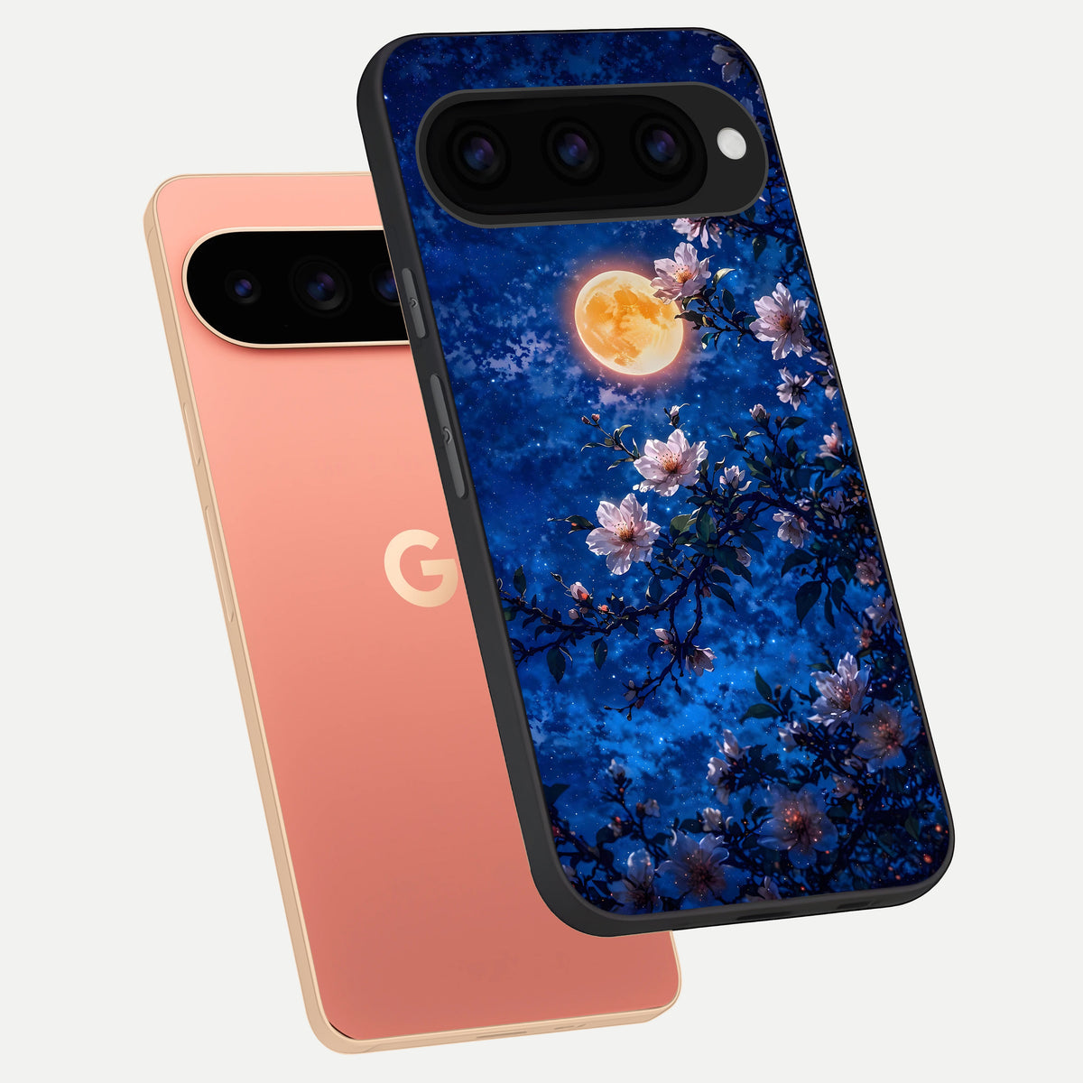  Moonlit Blossoms Night phone case For Google Pixel 11 Pro XL showing premium glass back cover with detailed artwork