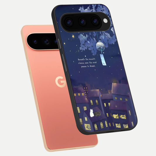  Moonlit Cat Silence phone case For Google Pixel 11 Pro XL showing premium glass back cover with detailed artwork