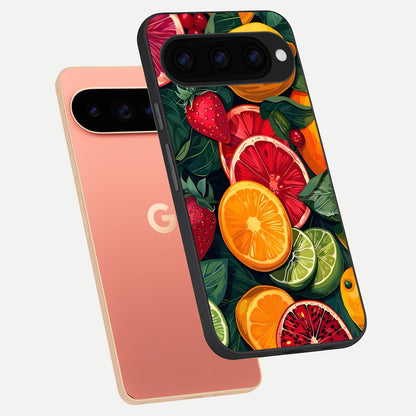  Multiple Fruits phone case For Google Pixel 11 Pro XL showing premium glass back cover with detailed artwork
