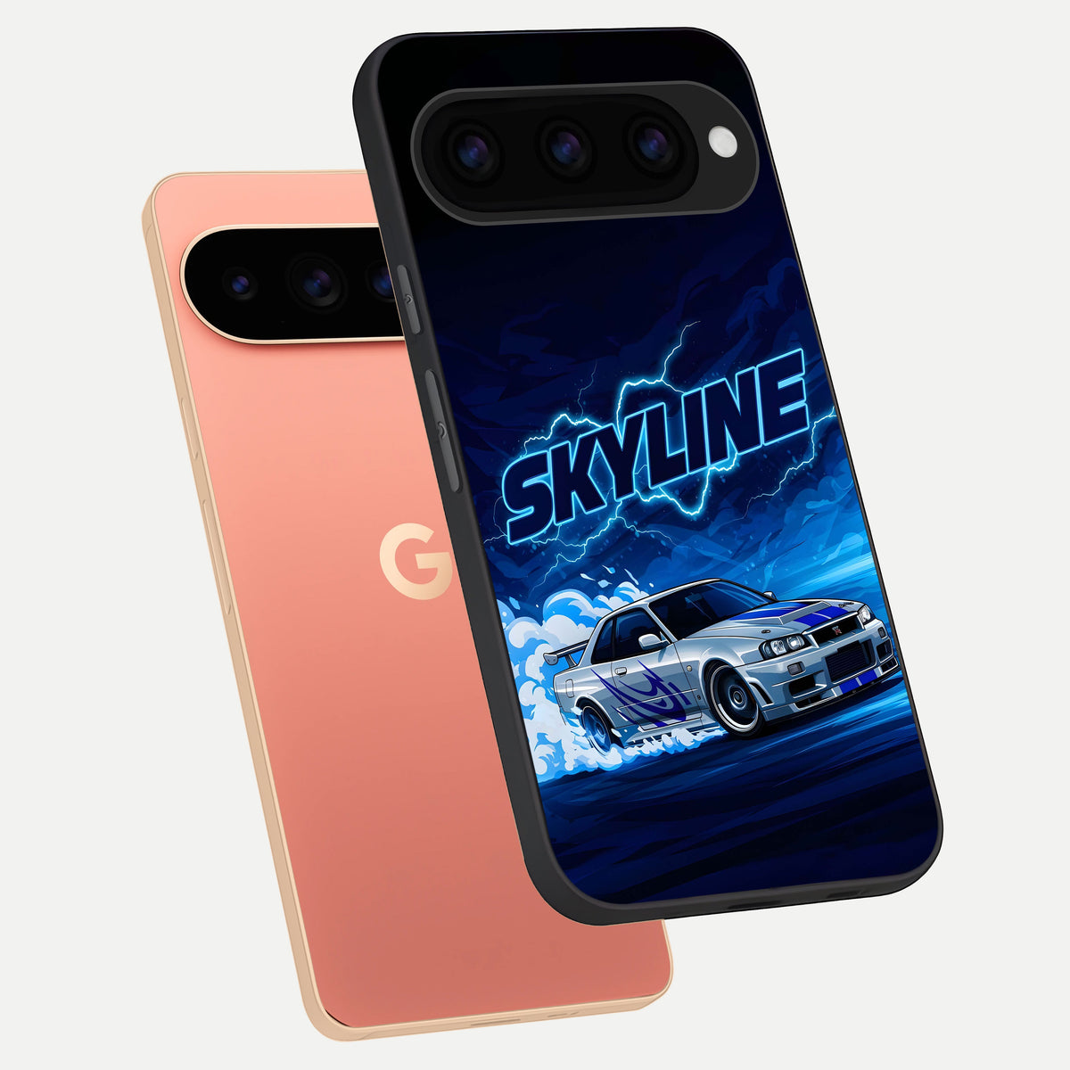  Neon Drift Beast phone case For Google Pixel 11 Pro XL showing premium glass back cover with detailed artwork