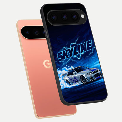  Neon Drift Beast phone case For Google Pixel 11 Pro XL showing premium glass back cover with detailed artwork
