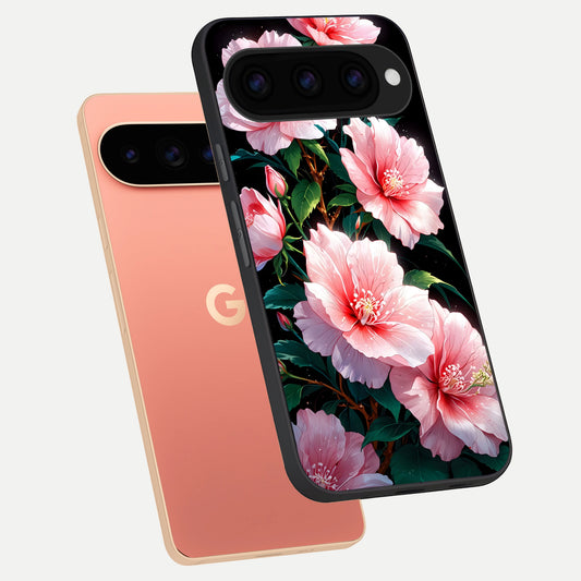  Peach Flower phone case For Google Pixel 11 Pro XL showing premium glass back cover with detailed artwork