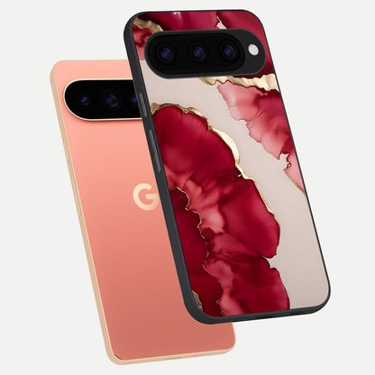  Pink And White Marble phone case For Google Pixel 11 Pro XL showing premium glass back cover with detailed artwork