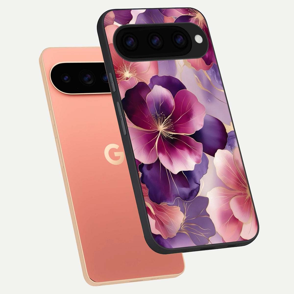  Pink Bouquet Florals phone case For Google Pixel 11 Pro XL showing premium glass back cover with detailed artwork
