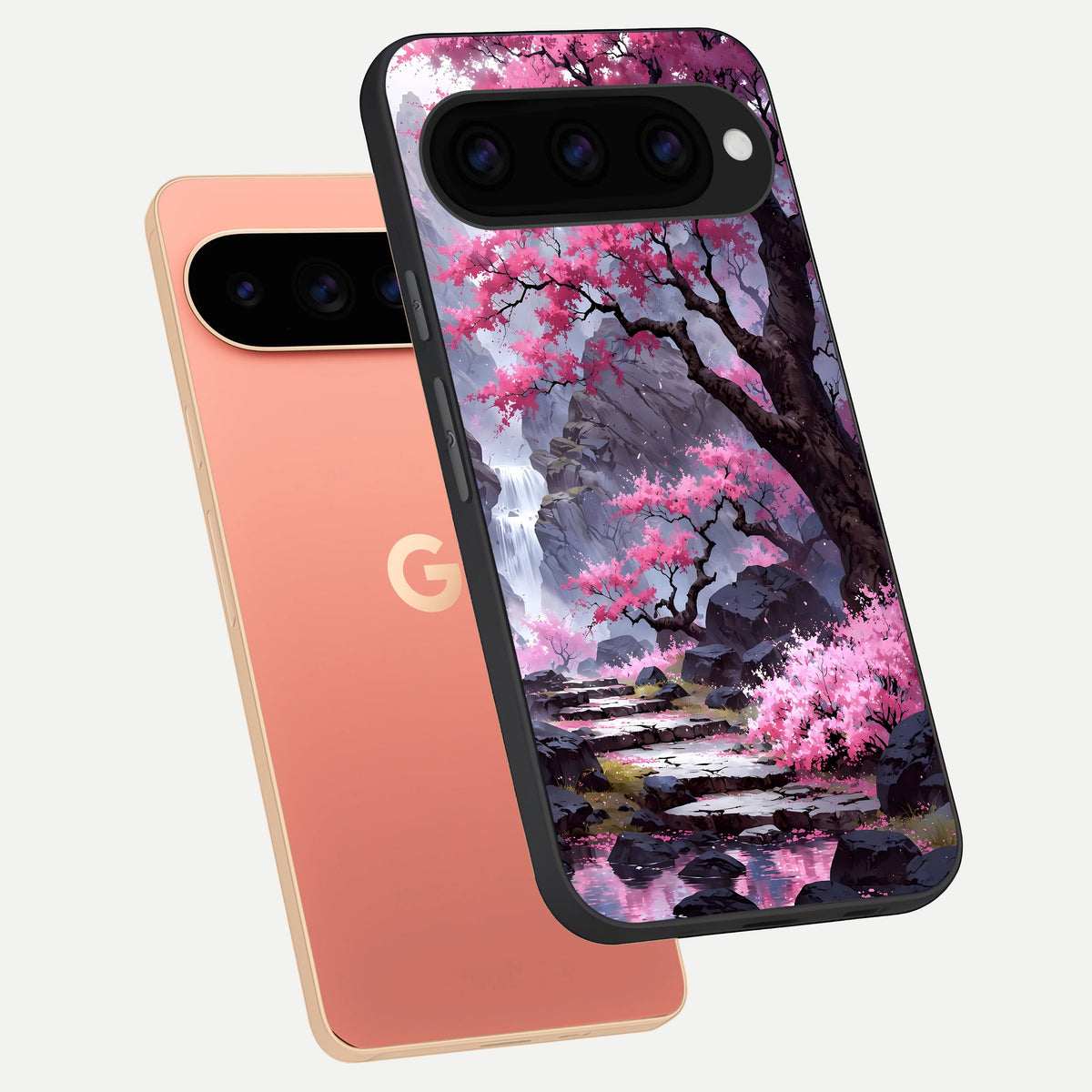  Pink Sunflower Glow phone case For Google Pixel 11 Pro XL showing premium glass back cover with detailed artwork