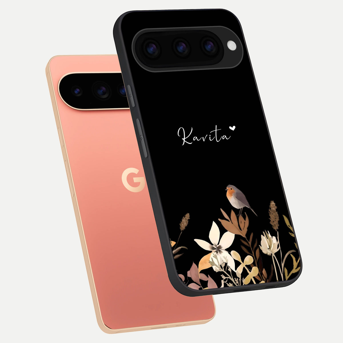  Quiet Garden Tune Custom Name phone case For Google Pixel 11 Pro XL showing premium glass back cover with detailed artwork