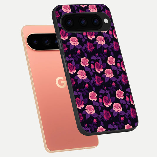  Rose Garden Twilight phone case For Google Pixel 11 Pro XL showing premium glass back cover with detailed artwork