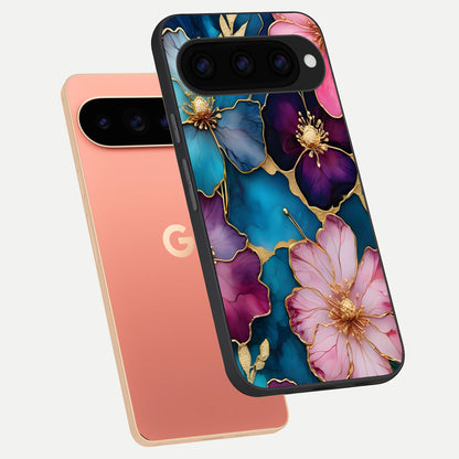  Sparkle Floral phone case For Google Pixel 11 Pro XL showing premium glass back cover with detailed artwork