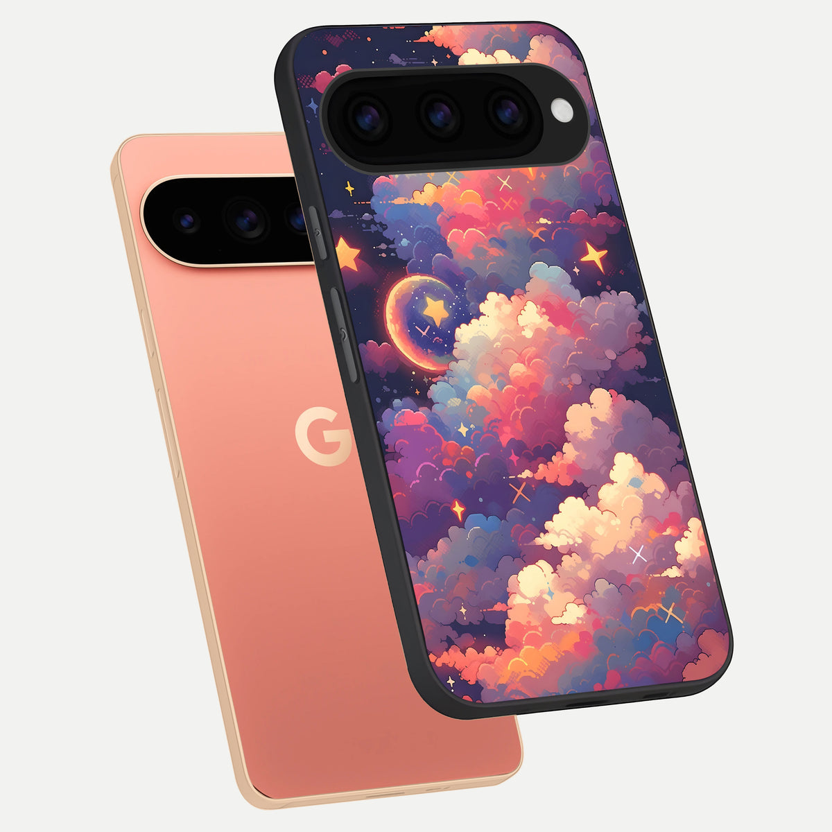  Starlit Dream Clouds phone case For Google Pixel 11 Pro XL showing premium glass back cover with detailed artwork