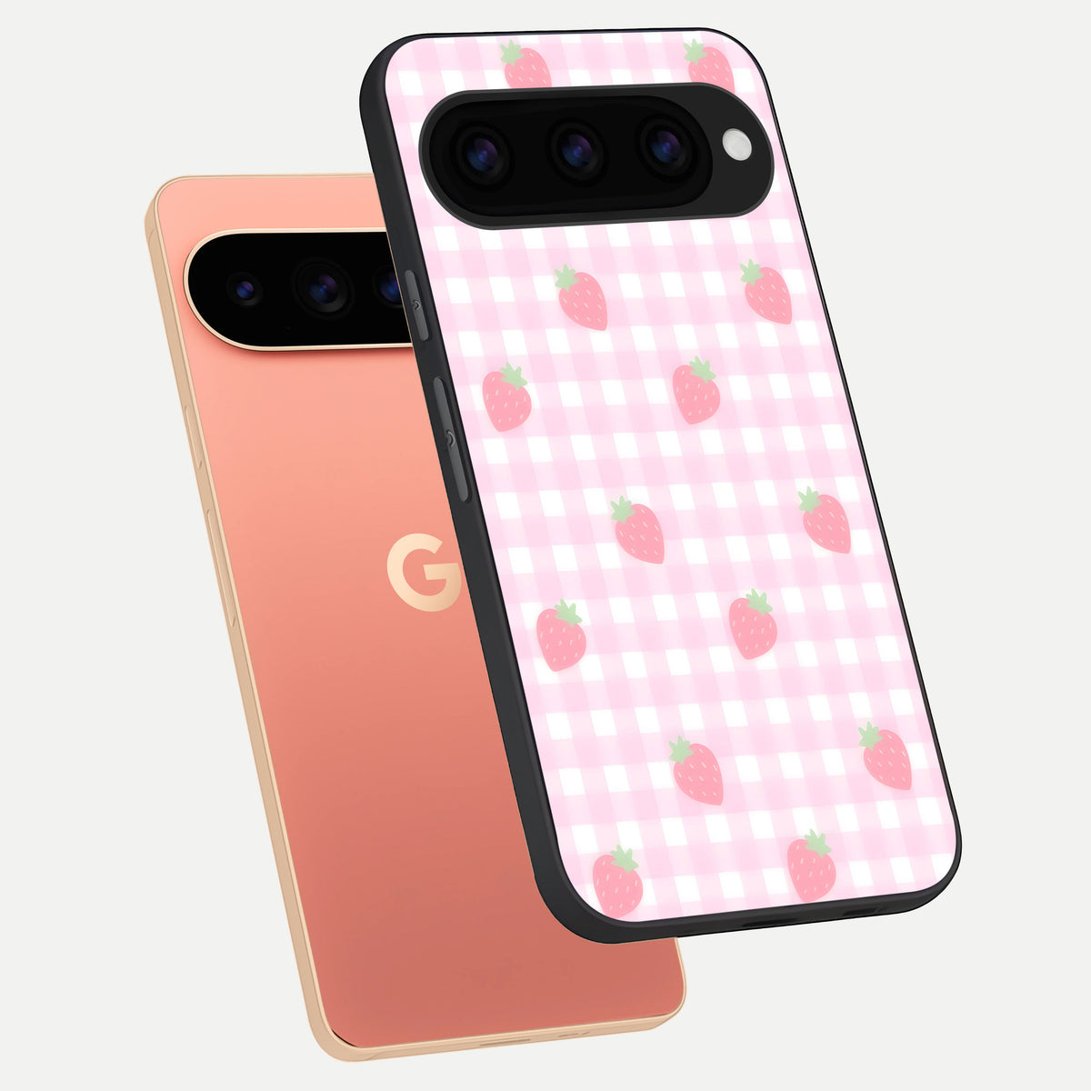  Strawberry Picnic Love phone case For Google Pixel 11 Pro XL showing premium glass back cover with detailed artwork