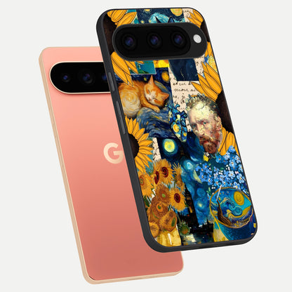  Sunflower Chic Mood Custom Name phone case For Google Pixel 11 Pro XL showing premium glass back cover with detailed artwork