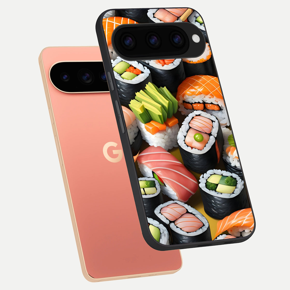  Sushi Food Pattern phone case For Google Pixel 11 Pro XL showing premium glass back cover with detailed artwork