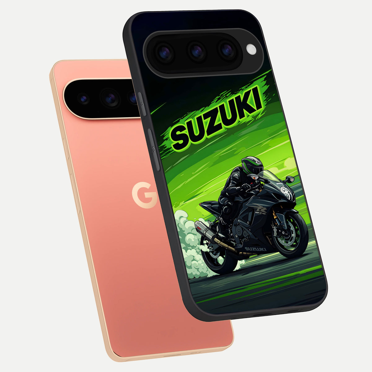  Suzuki Speed Beast phone case For Google Pixel 11 Pro XL showing premium glass back cover with detailed artwork