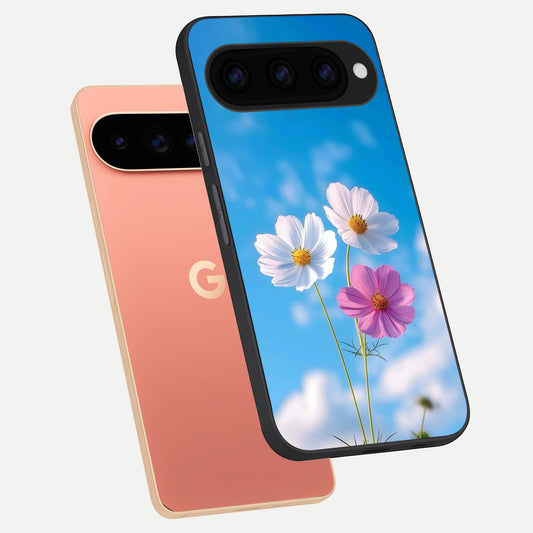  Tripple Flowers With Sky phone case For Google Pixel 11 Pro XL showing premium glass back cover with detailed artwork