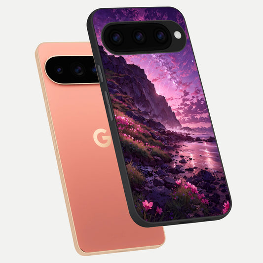  Twilight Blossom Coast phone case For Google Pixel 11 Pro XL showing premium glass back cover with detailed artwork