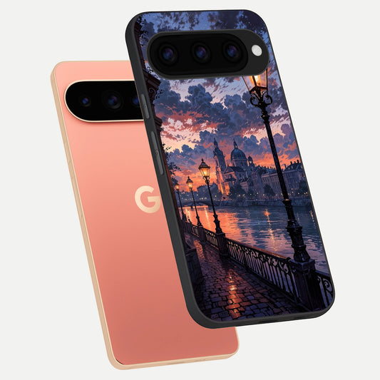  Twilight River Lights phone case For Google Pixel 11 Pro XL showing premium glass back cover with detailed artwork