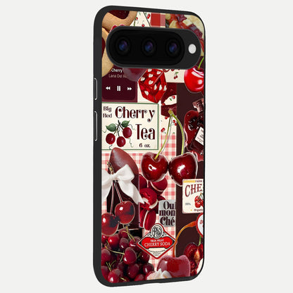  Aesthetic Cherry Tea back cover For Google Pixel 11 Pro XL slim fit glass case with vibrant aesthetic design