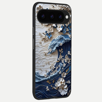  Blossom Wave Art back cover For Google Pixel 11 Pro XL slim fit glass case with vibrant aesthetic design