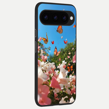  Butterflies In Bloom Sky back cover For Google Pixel 11 Pro XL slim fit glass case with vibrant aesthetic design