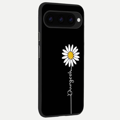  Custom Name White Flower back cover For Google Pixel 11 Pro XL slim fit glass case with vibrant aesthetic design