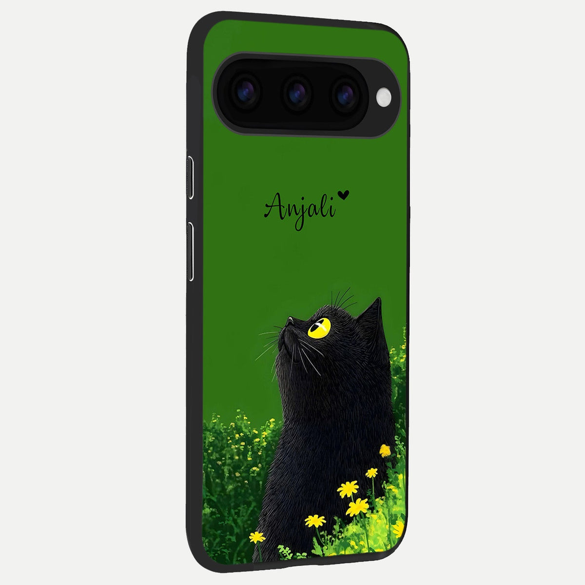  Emerald Cat Custom Name back cover For Google Pixel 11 Pro XL slim fit glass case with vibrant aesthetic design