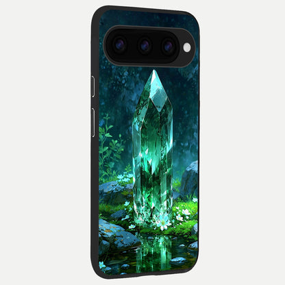  Emerald Light Crystal back cover For Google Pixel 11 Pro XL slim fit glass case with vibrant aesthetic design