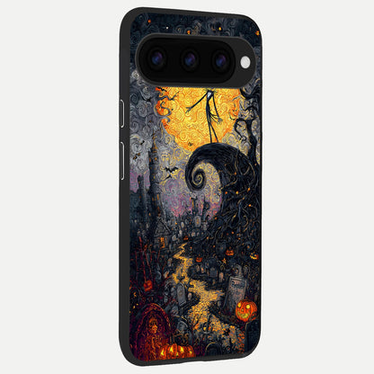  Pumpkin Moon Night back cover For Google Pixel 11 Pro XL slim fit glass case with vibrant aesthetic design