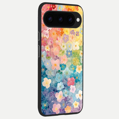  Rainbow Blossom Burst back cover For Google Pixel 11 Pro XL slim fit glass case with vibrant aesthetic design
