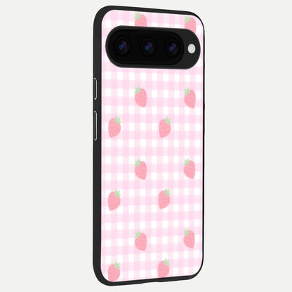 Strawberry Picnic Love back cover For Google Pixel 11 Pro XL slim fit glass case with vibrant aesthetic design