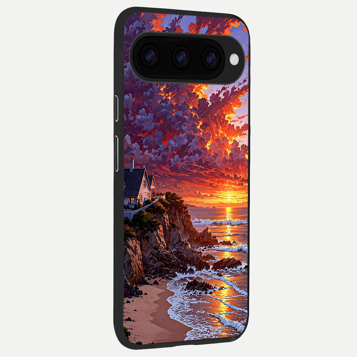  Sunset House By Sea back cover For Google Pixel 11 Pro XL slim fit glass case with vibrant aesthetic design