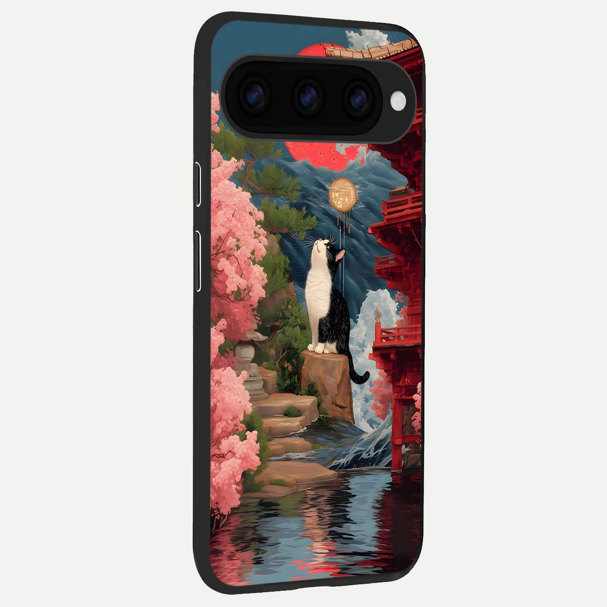  Temple Cat Scenery back cover For Google Pixel 11 Pro XL slim fit glass case with vibrant aesthetic design