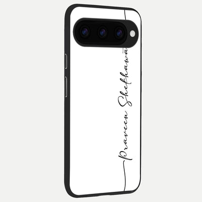  White Tune Custom Name back cover For Google Pixel 11 Pro XL slim fit personalized glass case with aesthetic design