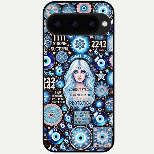  Angel Aura Shield Glass Case For Google Pixel 11 Pro XL back cover – full design glossy printed glass finish