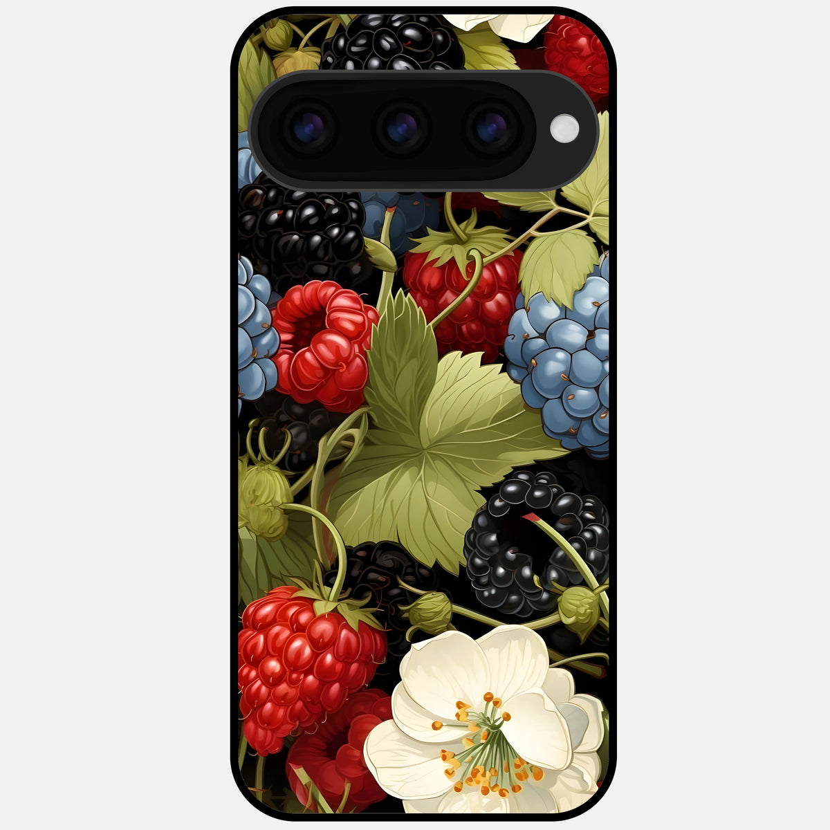  Berry Bloom Charm Glass Case For Google Pixel 11 Pro XL back cover – full design glossy printed glass finish