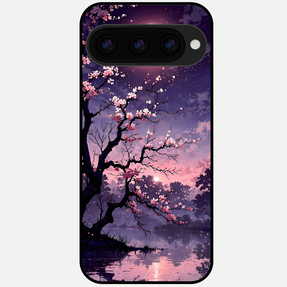  Blossom Pink Moon Glass Case For Google Pixel 11 Pro XL back cover – full design glossy printed glass finish